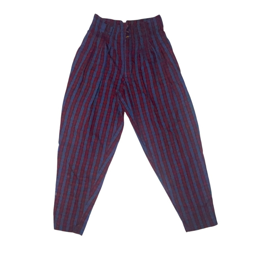 Vintage 80s G Pellini Plaid High Waisted Pants Straight Leg Size 11/12